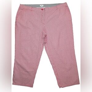 Crown & Ivy Pink and White Striped Seersucker Pants